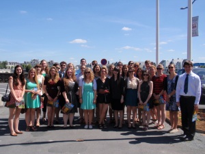 Group photo outside the Marie; the Loire river is just right behind students!