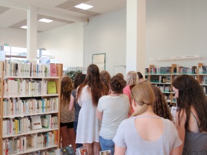 We tour through the library with the very nice library pointing out what might be useful to students!